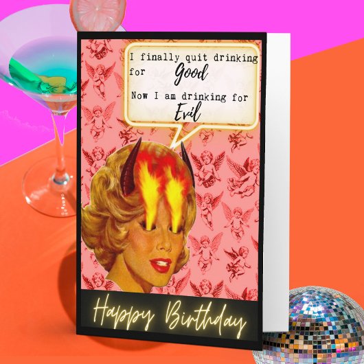 Funny Retro Birthday Card Best Friend - Sassy Evil Karte