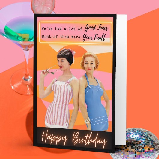 Funny Retro Birthday Card Best Friend-Sassy-Fault Karte