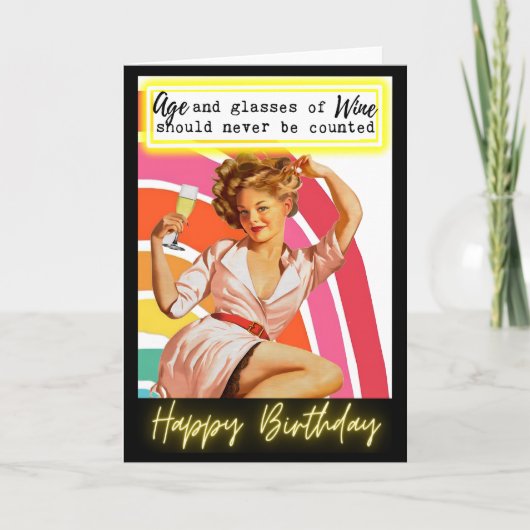 Funny Retro Birthday Card Best Friend-Sassy-Glass Karte (Vorderseite)