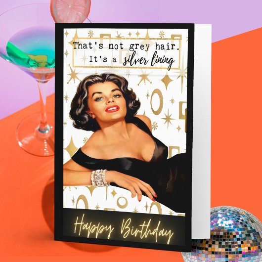 Funny Retro Birthday Card Best Friend-Sassy-Silver Karte