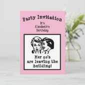 Funny Retro Birthday jede zeitliche Einladung (Stehend Vorderseite)