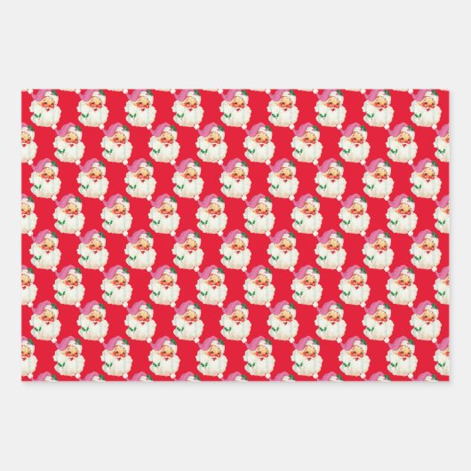 Funny Retro Blue Red Santa Claus Weihnachten Weihn Geschenkpapier Set (Vorderseite 3)