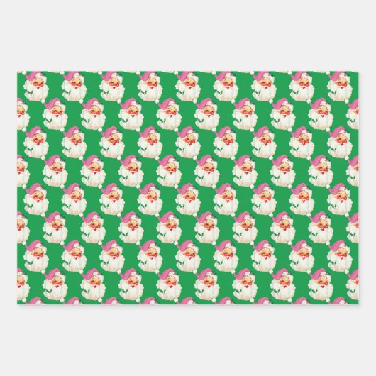 Funny Retro Blue Red Santa Claus Weihnachten Weihn Geschenkpapier Set (Vorderseite 2)