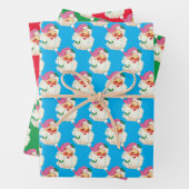 Funny Retro Blue Red Santa Claus Weihnachten Weihn Geschenkpapier Set (Beispiel)