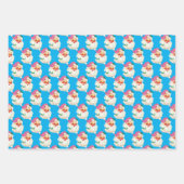 Funny Retro Blue Red Santa Claus Weihnachten Weihn Geschenkpapier Set (Vorderseite)