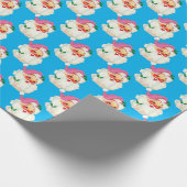 Funny Retro Blue Santa Claus Weihnachten Geschenkpapier (Ecke)