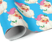 Funny Retro Blue Santa Claus Weihnachten Geschenkpapier (Rolleneckpunkt)
