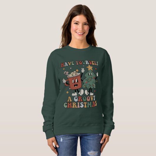 Funny Retro Boho Haben Sie selbst ein Groovy Weihn Sweatshirt (Vorne ganz)