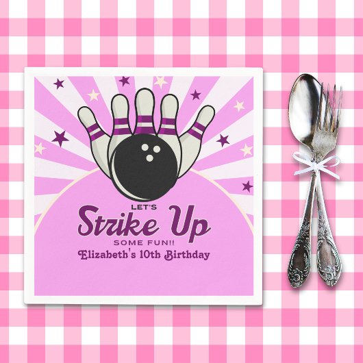 Funny Retro Bowling Birthday Girl Party Serviette