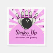 Funny Retro Bowling Birthday Girl Party Serviette (Vorderseite)