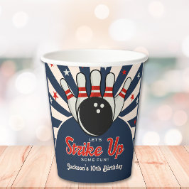 Funny Retro Bowling Birthday Party for Kids Pappbecher