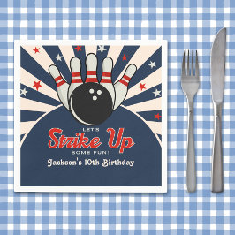 Funny Retro Bowling Birthday Party for Kids Serviette