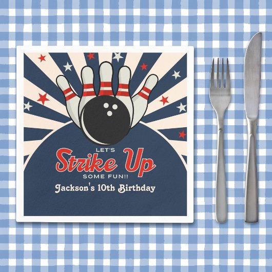 Funny Retro Bowling Birthday Party for Kids Serviette