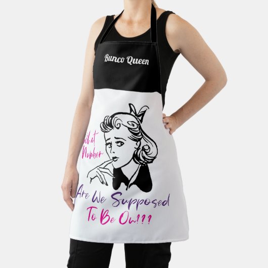 Funny Retro Bunco Queen Monogram Schürze (InSitu)
