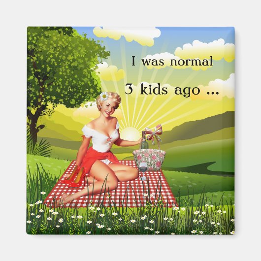 Funny Retro Button Up Picnic Mother Day Magnet (Vorne)