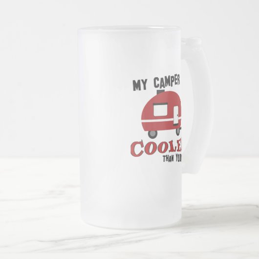 Funny Retro Camper Mattierte Bier Tasse (VorderseiteRechts)