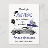 Funny Retro Car Drive Per Abschluss Danke Postkarte (Vorderseite)