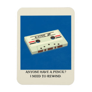 Funny Retro Cassette Tape Rewind mit Stift Magnet