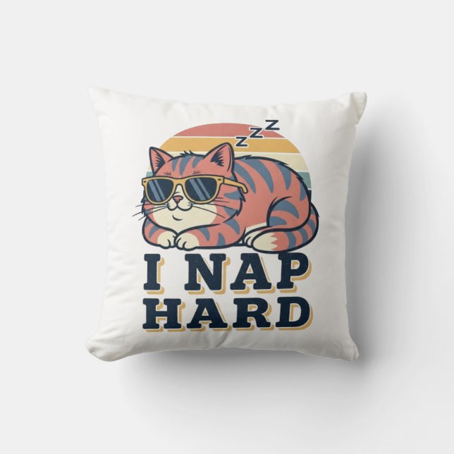 Funny Retro Cat Square Throw Pillow Kissen (Vorderseite)