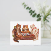 Funny Retro Cats Checkmate Schach spielen 1903 Postkarte (Stehend Vorderseite)