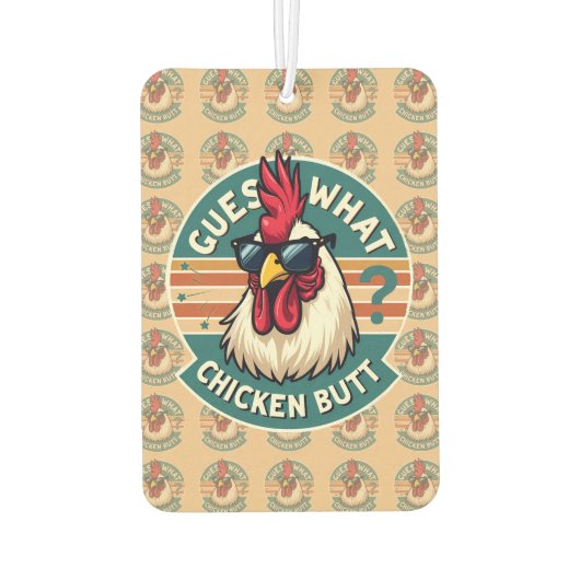 Funny Retro Chicken Butt Joke Design Autolufterfrischer (Rückseite)