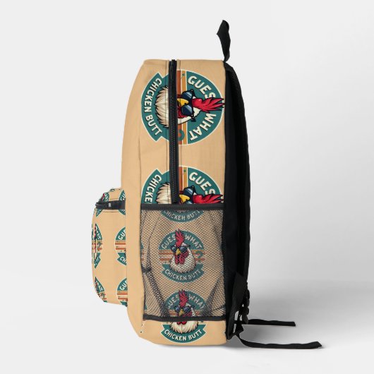  Funny Retro Chicken Butt Joke Design Bedruckter Rucksack (Rechts)