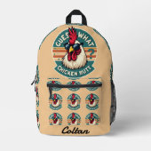  Funny Retro Chicken Butt Joke Design Bedruckter Rucksack (Vorderseite)