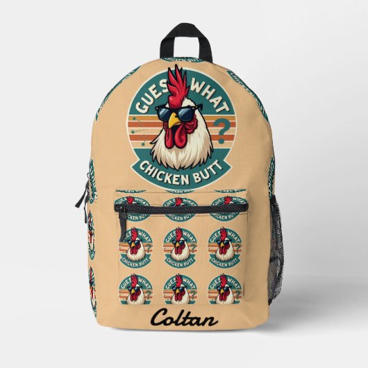 Funny Retro Chicken Butt Joke Design Bedruckter Rucksack (Vorderseite)