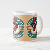 Funny Retro Chicken Butt Joke Design Jumbo-Tasse (Vorderseite Rechts)