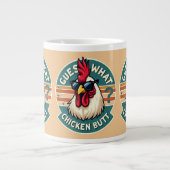 Funny Retro Chicken Butt Joke Design Jumbo-Tasse (Vorderseite)