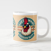 Funny Retro Chicken Butt Joke Design Jumbo-Tasse (Rechts)