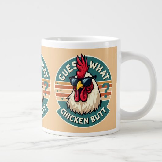  Funny Retro Chicken Butt Joke Design Jumbo-Tasse (Rechts)