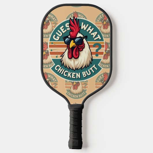  Funny Retro Chicken Butt Joke Design Pickleball Schläger (Rückseite)