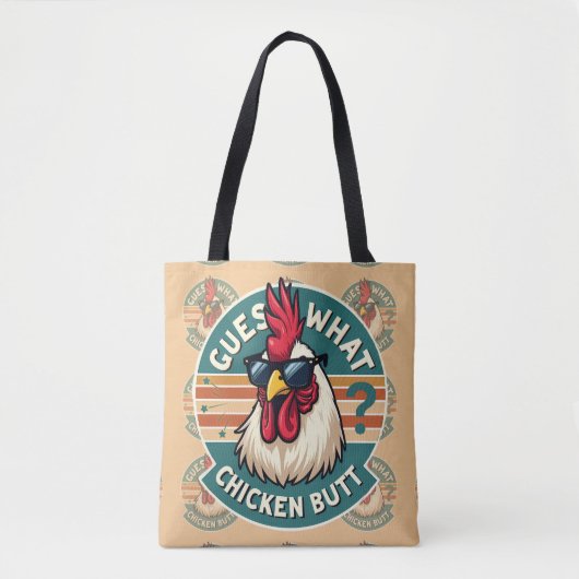 Funny Retro Chicken Butt Joke Design Tasche (Vorderseite)