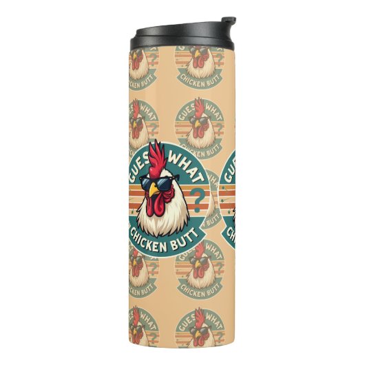  Funny Retro Chicken Butt Joke Design Thermosbecher (Nach links gedreht)