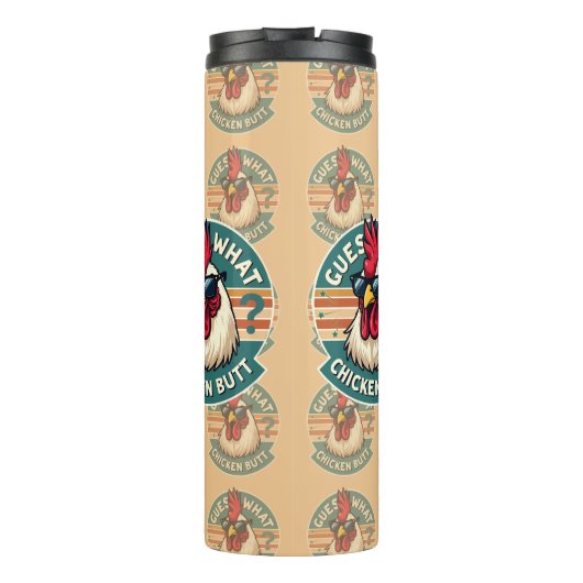 Funny Retro Chicken Butt Joke Design Thermosbecher (Rückseite)