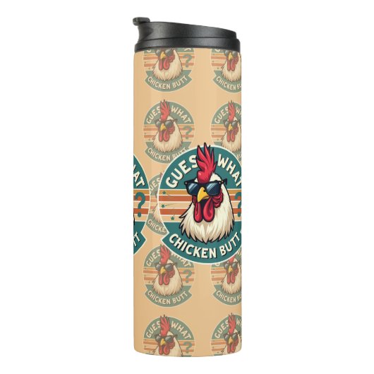  Funny Retro Chicken Butt Joke Design Thermosbecher (Nach rechts gedreht)