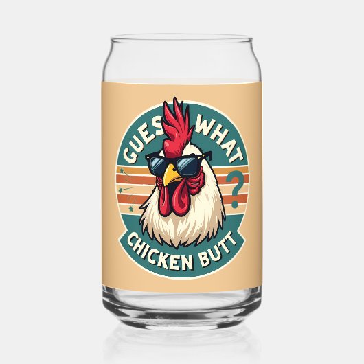 Funny Retro Chicken Hintern Jodesign Dosenglas (Vorderseite)