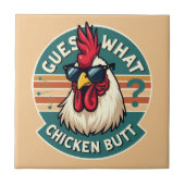 Funny Retro Chicken Hintern Jodesign Fliese (Vorderseite)