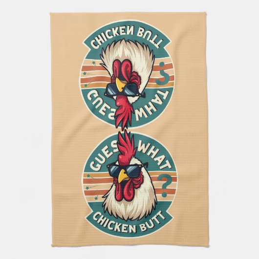 Funny Retro Chicken Hintern Jodesign Geschirrtuch (Vertikal)