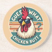 Funny Retro Chicken Hintern Jodesign Getränkeuntersetzer (Vorne)