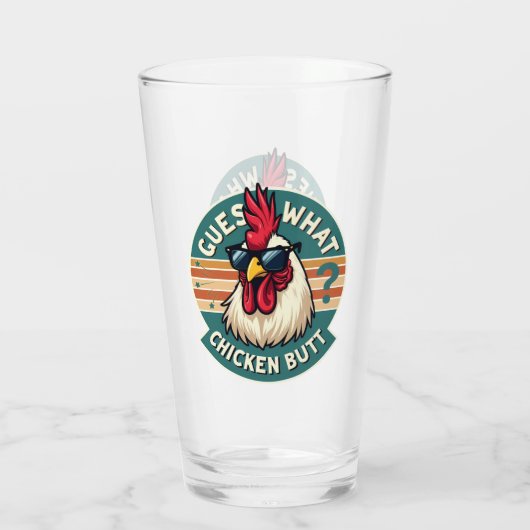 Funny Retro Chicken Hintern Jodesign Glas (Rückseite)