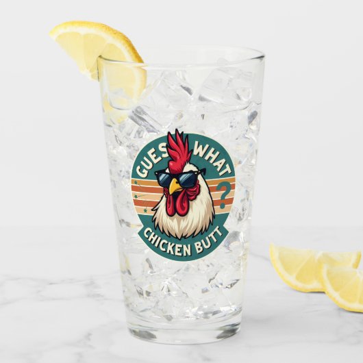 Funny Retro Chicken Hintern Jodesign Glas (Vorderseite Ice)