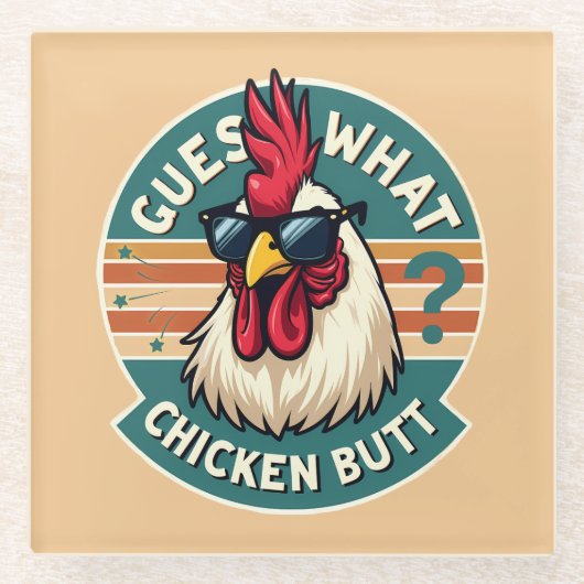 Funny Retro Chicken Hintern Jodesign Glasuntersetzer (Vorderseite)
