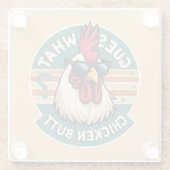 Funny Retro Chicken Hintern Jodesign Glasuntersetzer (Rückseite)