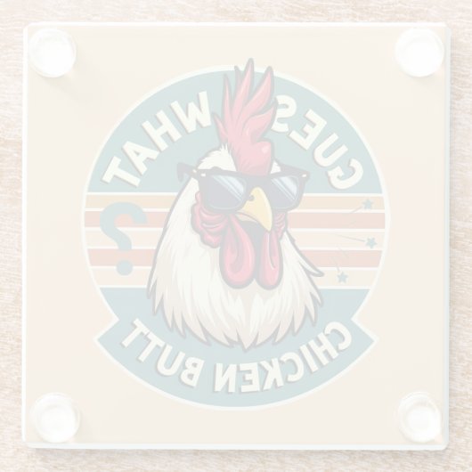 Funny Retro Chicken Hintern Jodesign Glasuntersetzer (Rückseite)