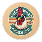 Funny Retro Chicken Hintern Jodesign Keramikknauf (Vorderseite)