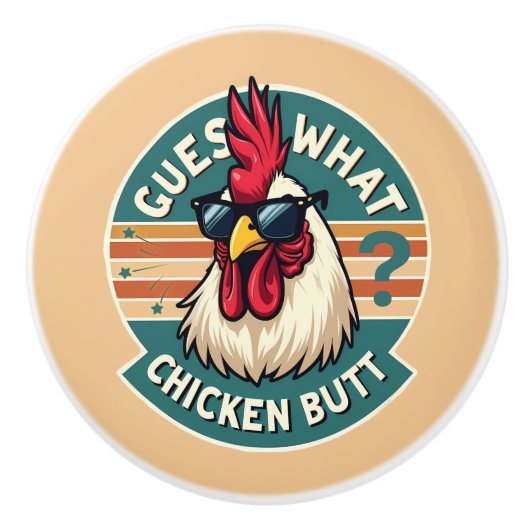 Funny Retro Chicken Hintern Jodesign Keramikknauf (Vorderseite)