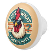 Funny Retro Chicken Hintern Jodesign Keramikknauf (Rechts)