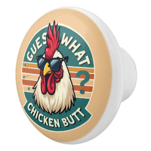 Funny Retro Chicken Hintern Jodesign Keramikknauf